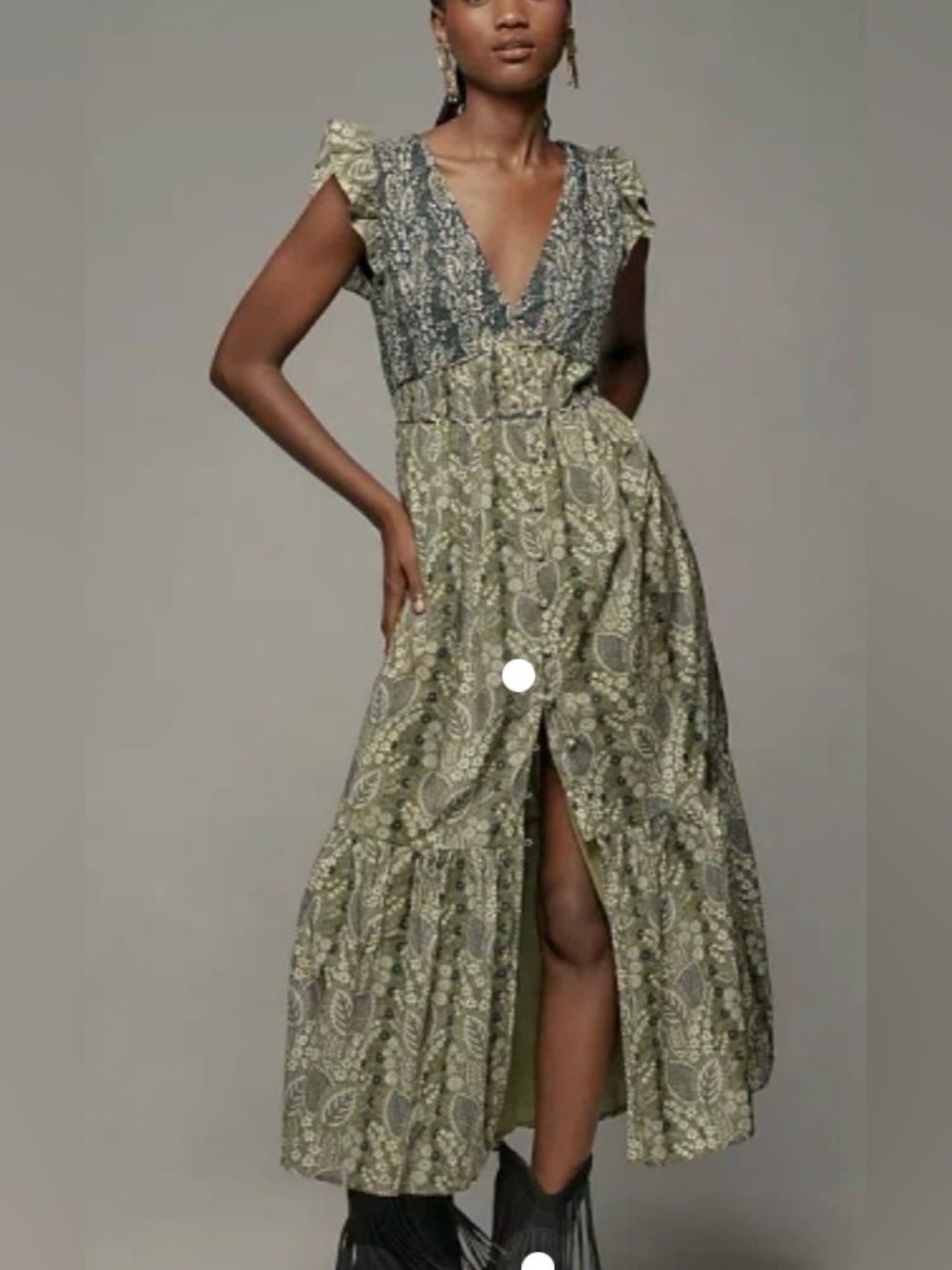 Anthropologie The Peregrine Midi Dress In Green
